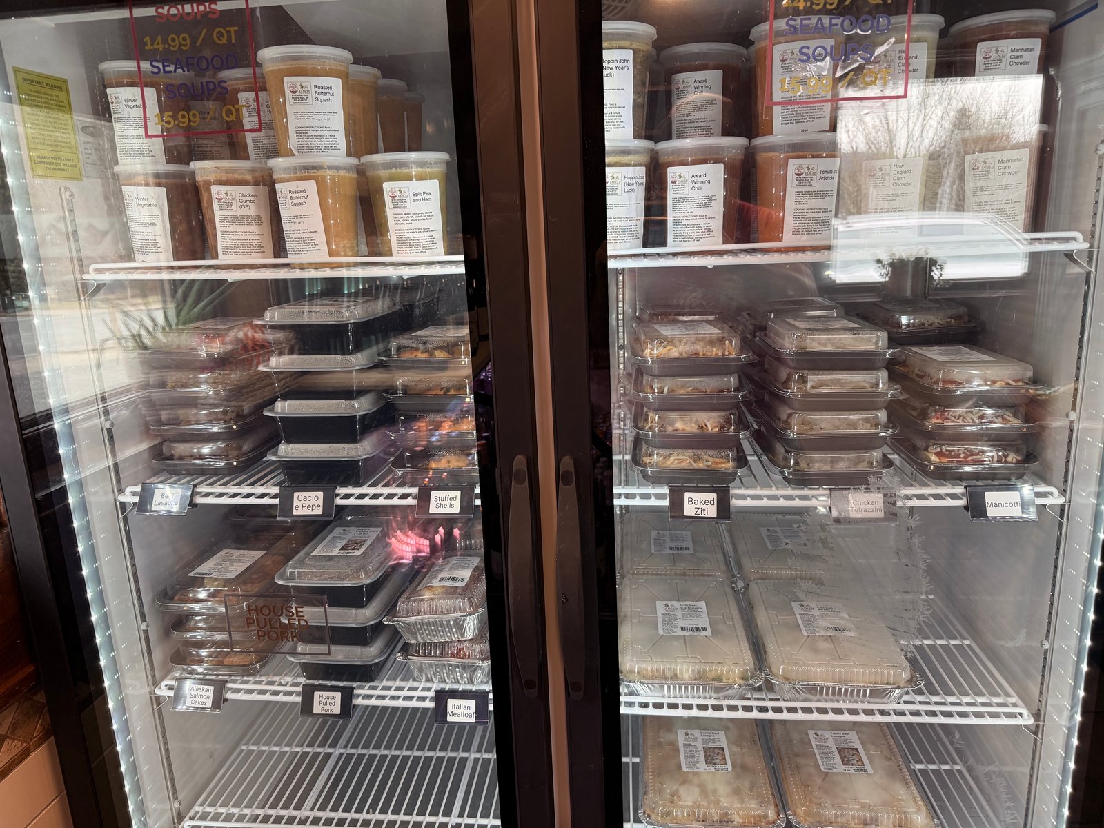 Double cooler with soups, pastas, and family meals